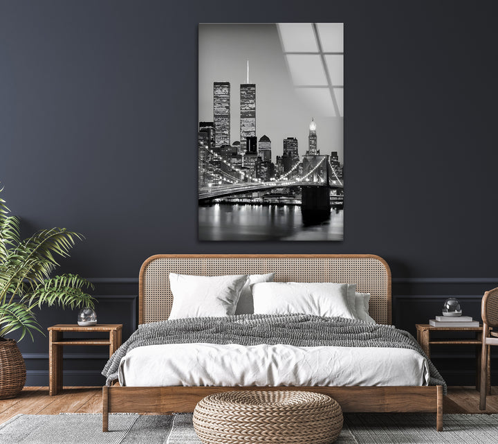 Brooklyn Bridge & Manhattan Skyline – Black & White Cityscape Wall Art