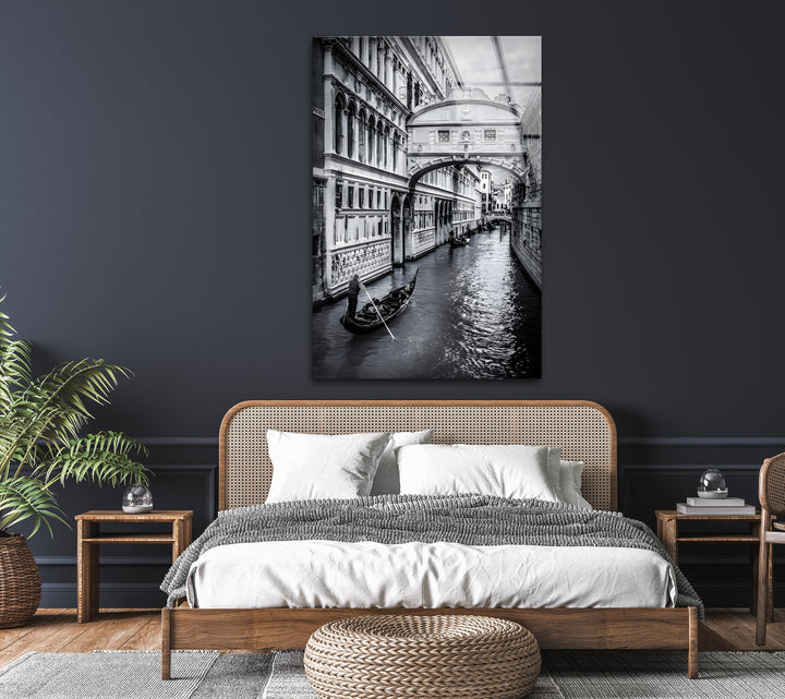 Venice Gondola Ride – Black & White Bridge of Sighs Wall Art