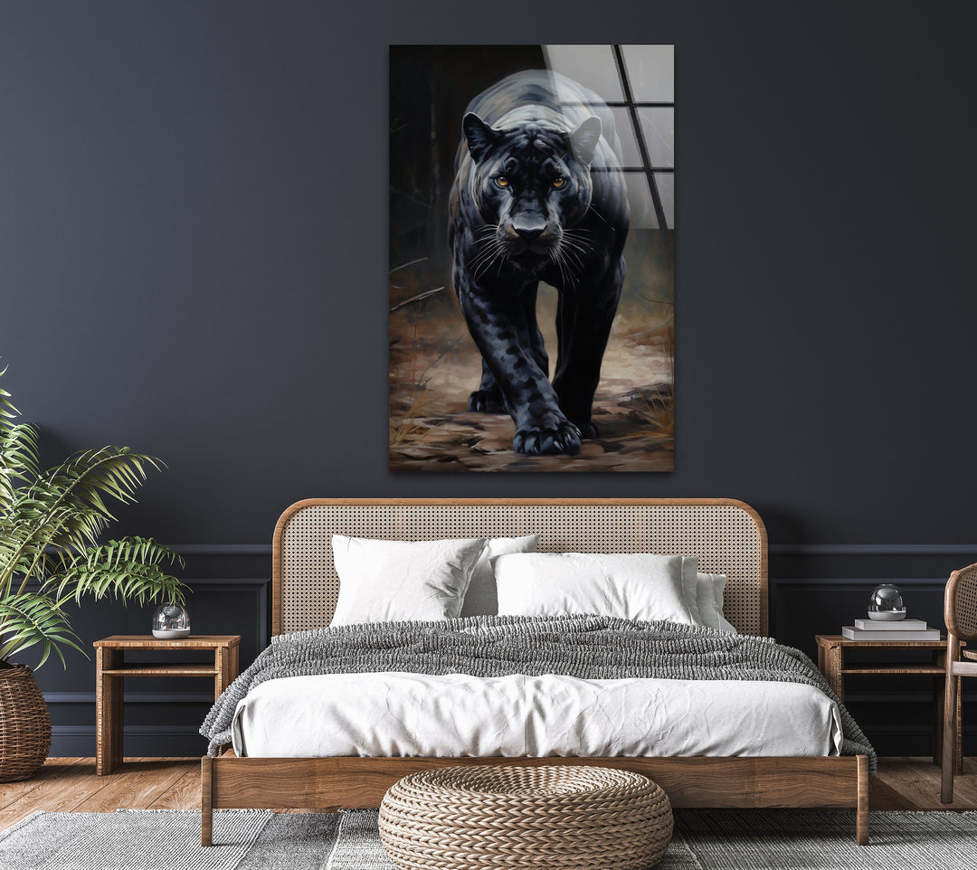 Black Puma Glass Wall Art glass photo prints, glass picture prints
