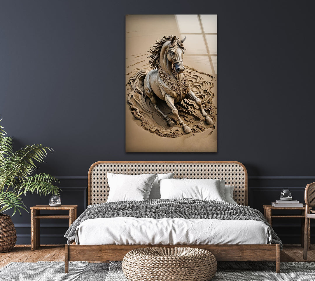 Desert Horse Glass Wall Art print on glass, glass printed photos
