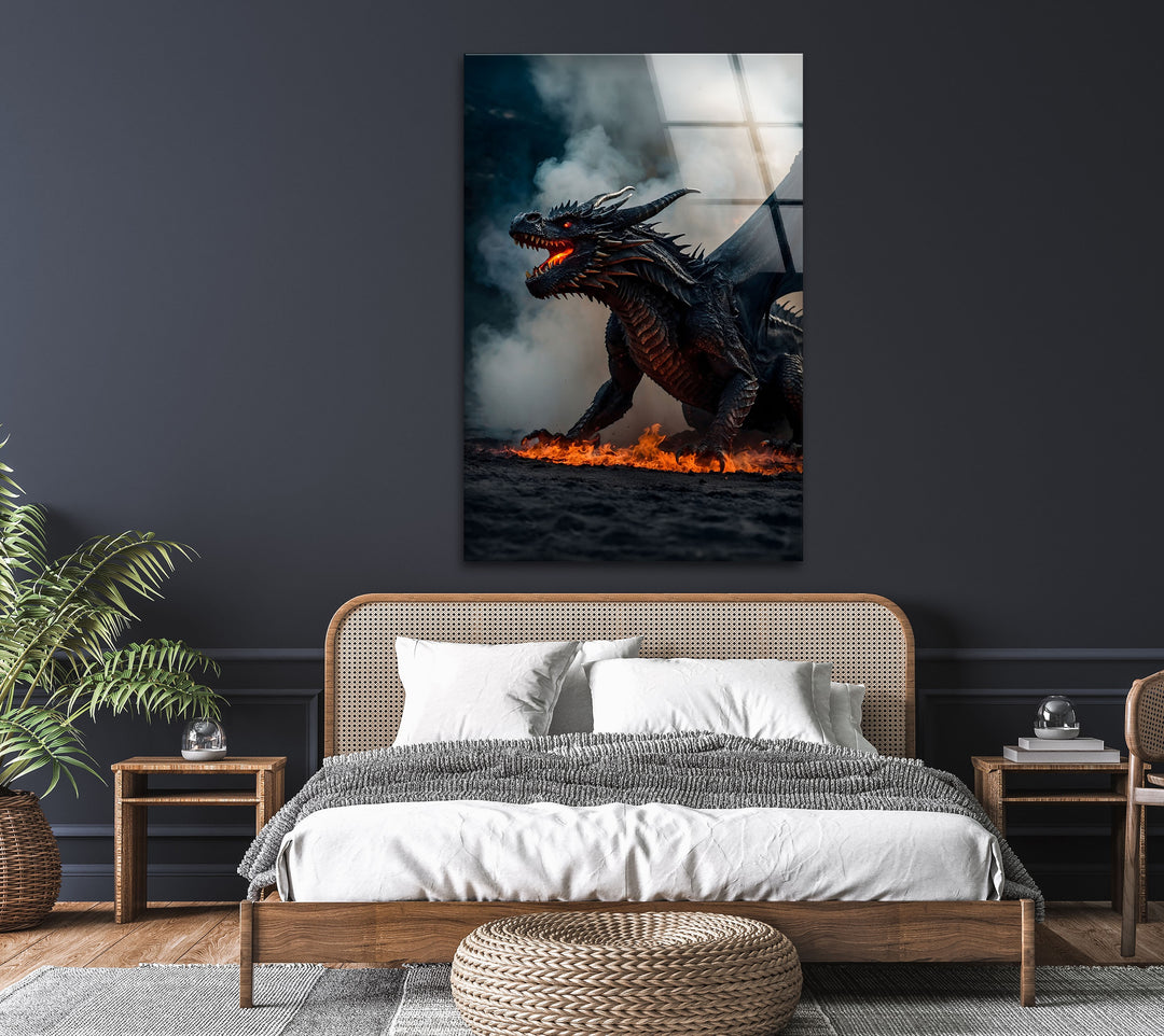 Unleash the power of the Inferno Dragon roaring through lava – a bold addition to any room.
