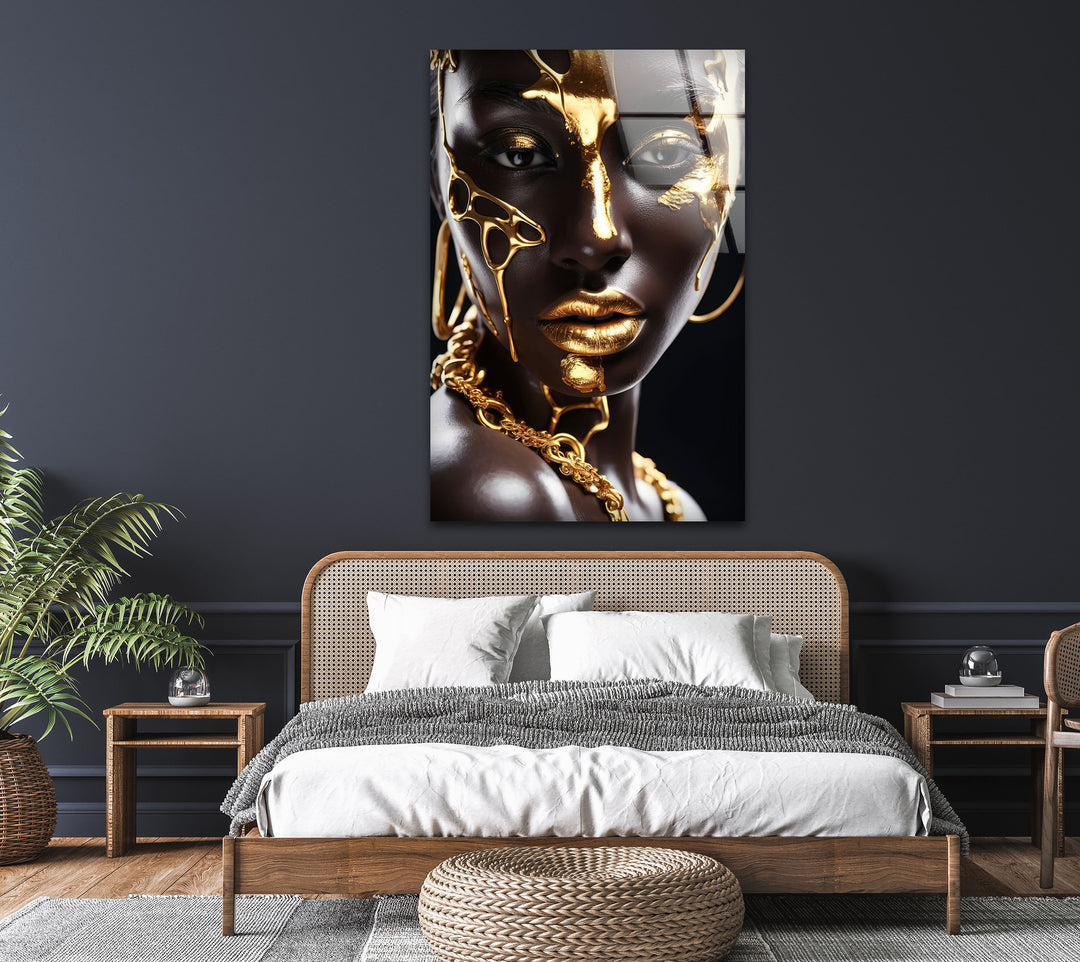 African Black Woman Tempered Glass Wall Art - MyPhotoStation