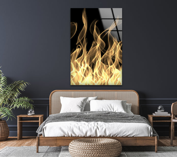 Burning Fire Glass Wall Art