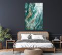 A Green and Gold Marble Tempered Glass Printing Wall Art