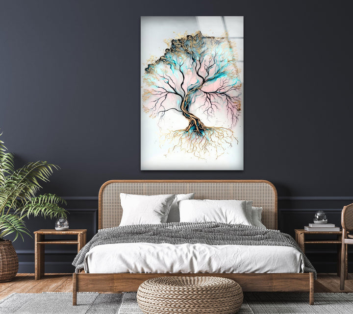 Life of Tree White Glass Wall Art custom glass photo prints, large glass prints