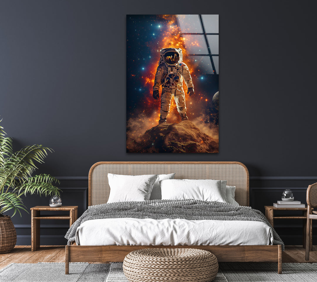 Astronaut on the Moon Glass Wall Art, glass image printing, glass prints from photos