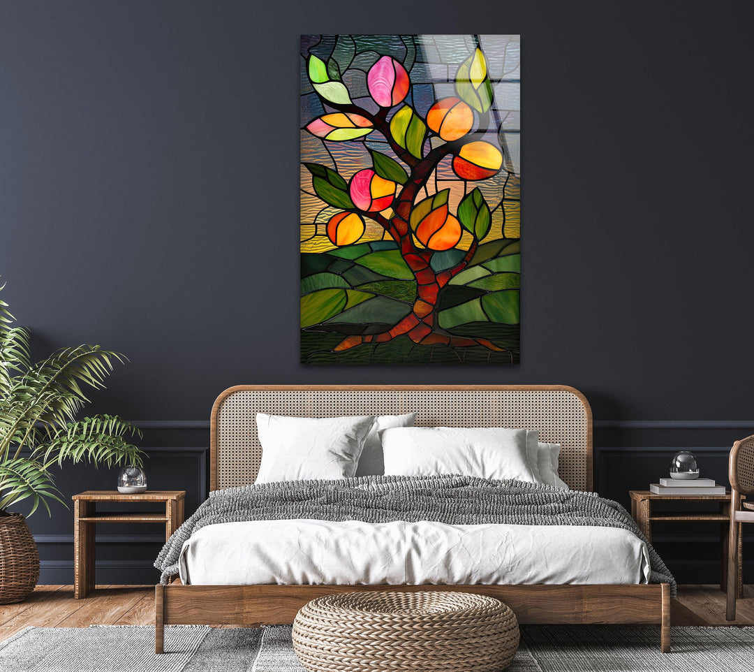 Stained Flower Art Glass Wall Art large glass photo prints, glass wall photos