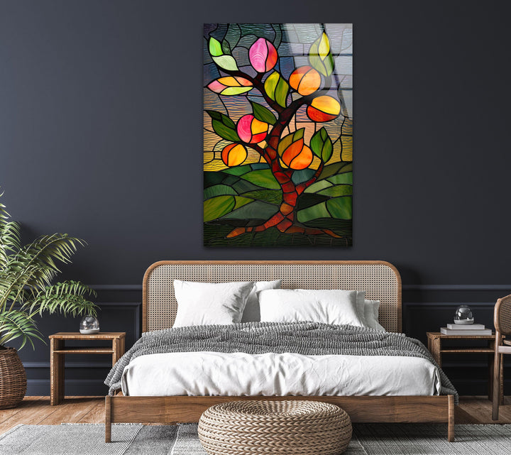 Stained Flower Art Glass Wall Art large glass photo prints, glass wall photos