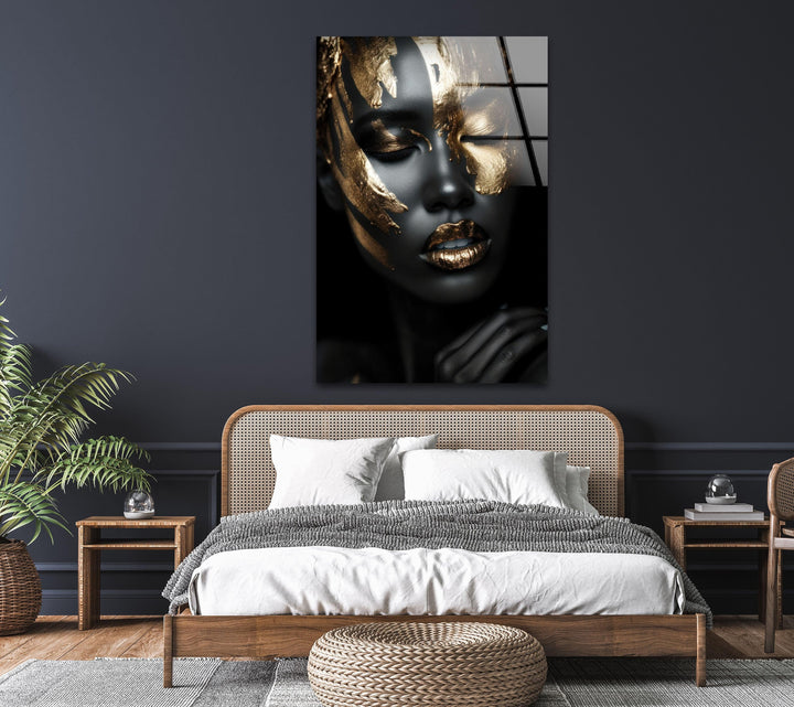 Black Woman Glass Wall Art