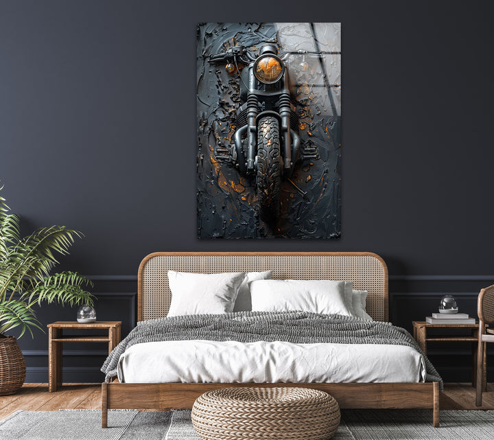 Vintage Motorcycle Glass Wall Art