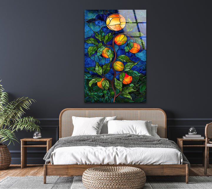 Stained Fruit Tree Glass Wall Art glass image printing, glass prints from photos