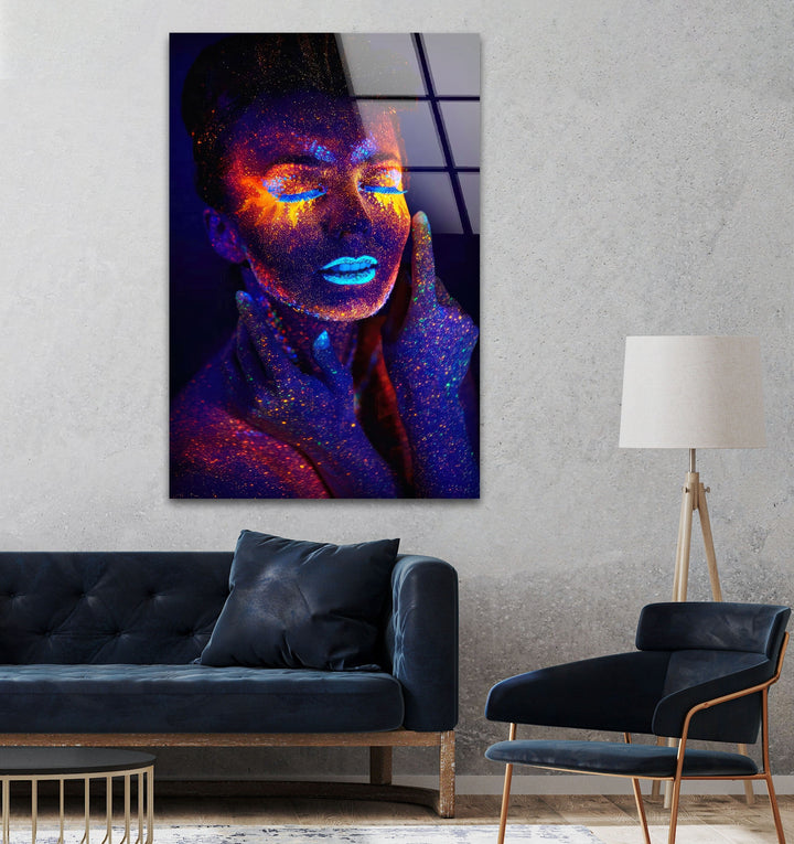 Color Bomb Woman Glass Wall Art glass pictures for Wall, glass prints wall art
