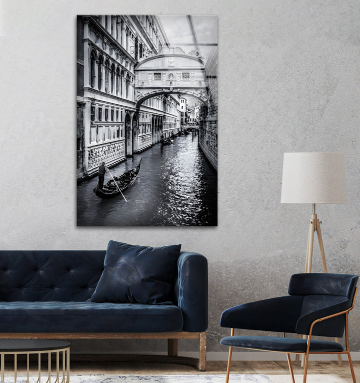 Venice Gondola Ride – Black & White Bridge of Sighs Wall Art