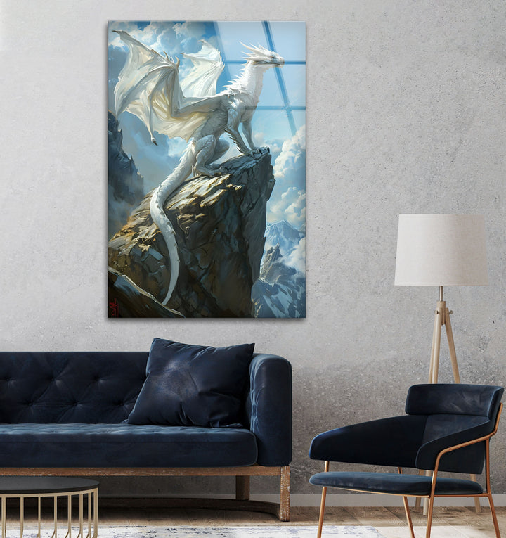 A Celestial White Dragon capturing strength and grace, flying through the clouds. Perfect for your fantasy-inspired room.
