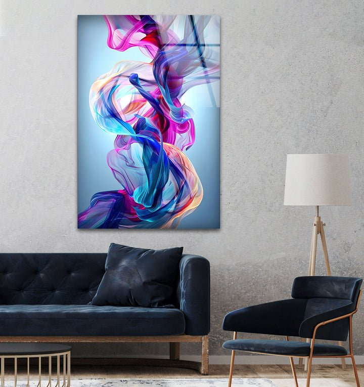 Colored Pink and Blue Fractal Glass Wall Art large glass photo prints, glass wall photos
