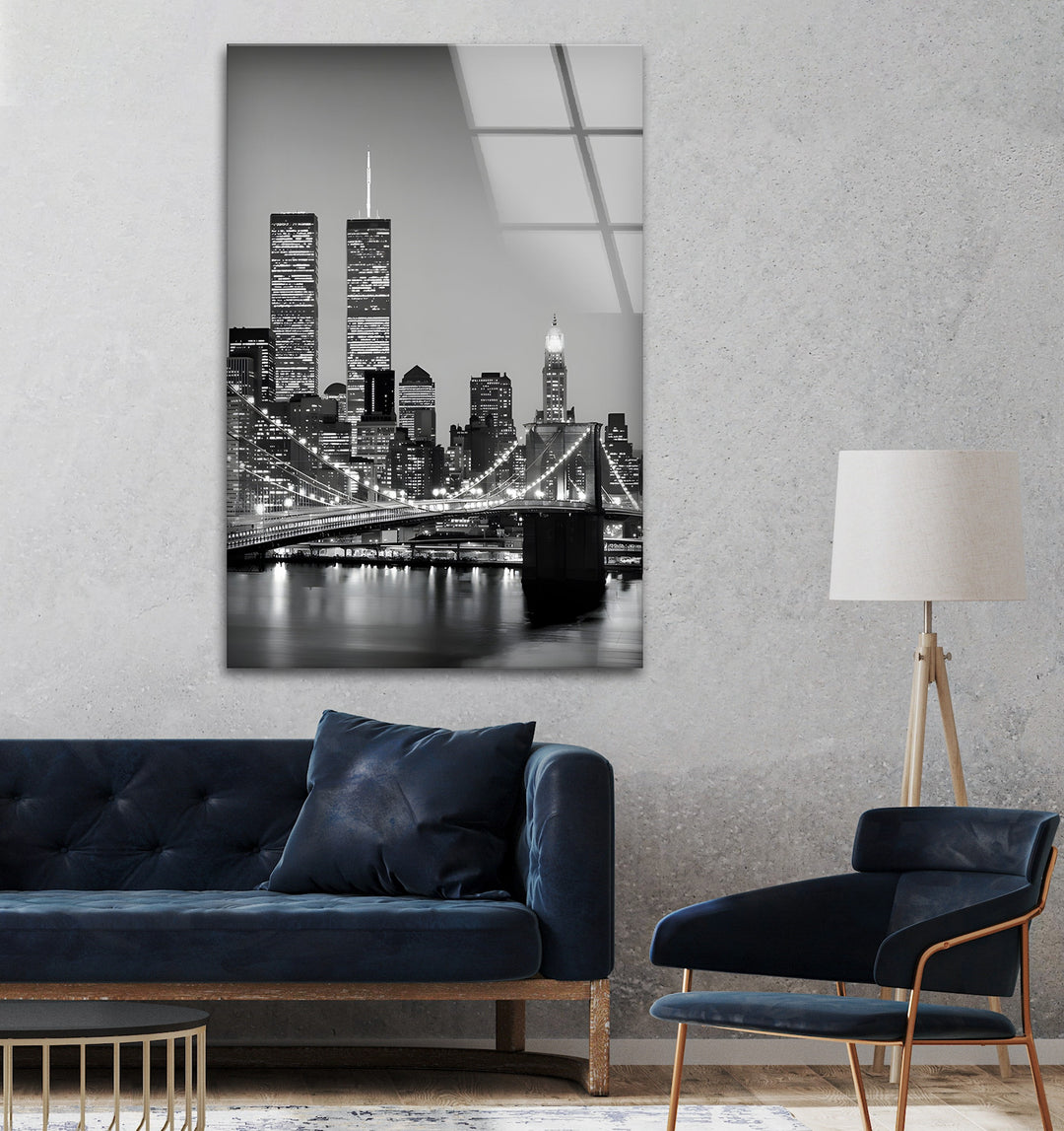 Brooklyn Bridge & Manhattan Skyline – Black & White Cityscape Wall Art