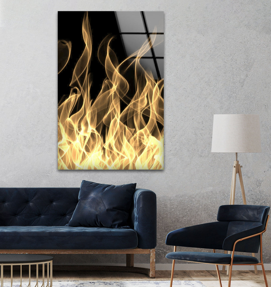 Burning Fire Glass Wall Art