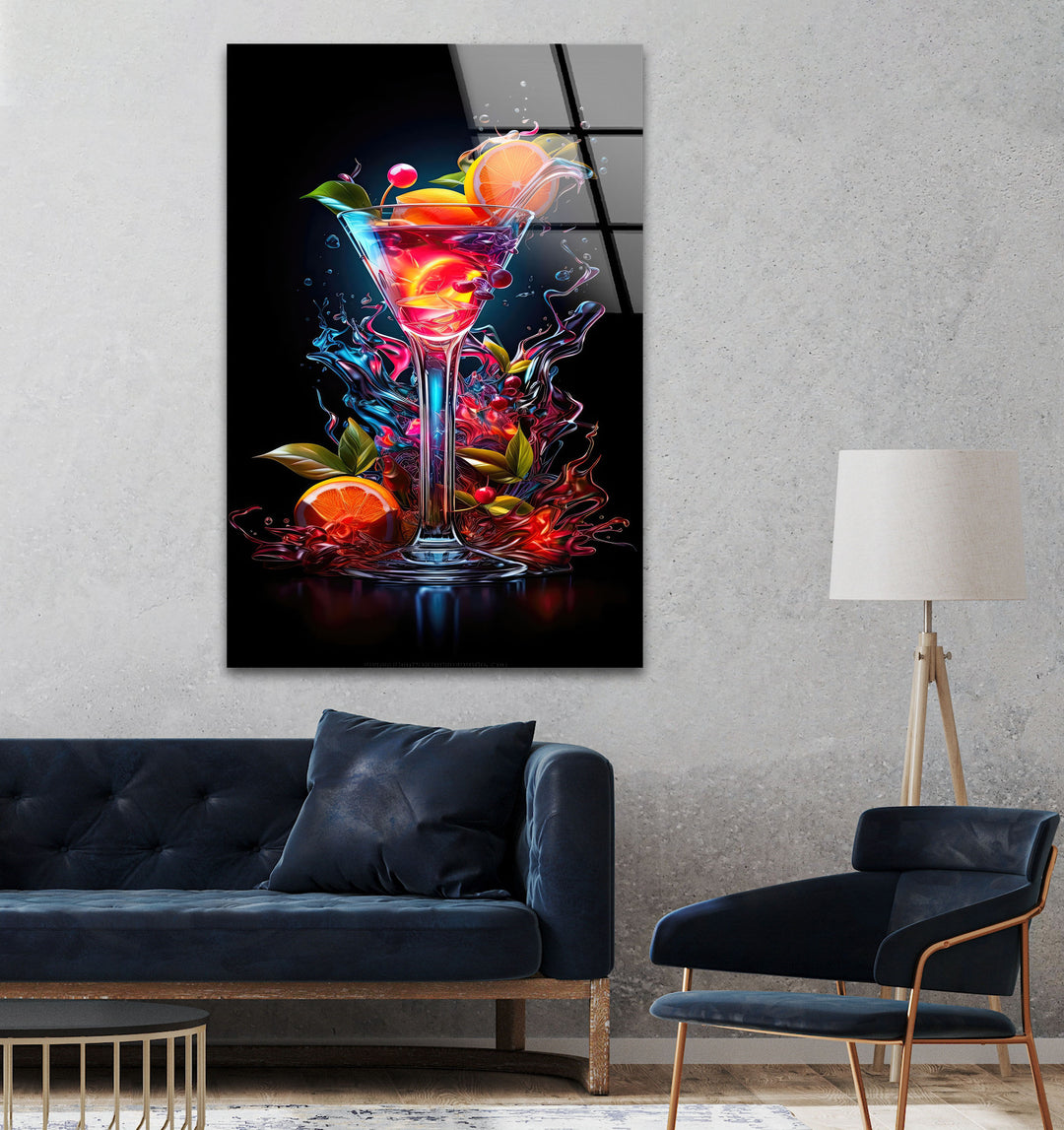 Cocktail Glasses Tempered Glass Wall Art - MyPhotoStation