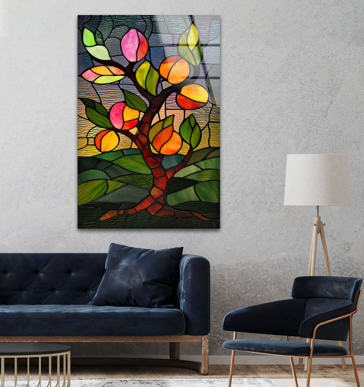 Stained Flower Art Glass Wall Art custom glass pictures, glass art prints