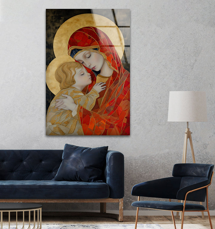 Lady and Jesus Glass Photo Prints for Wall