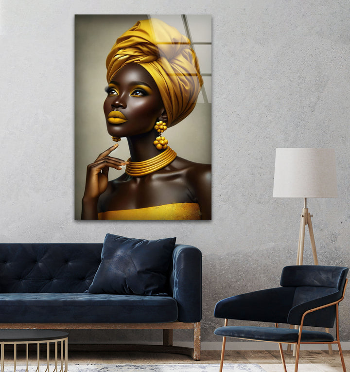 African Black Woman Tempered Glass Wall Art - MyPhotoStation