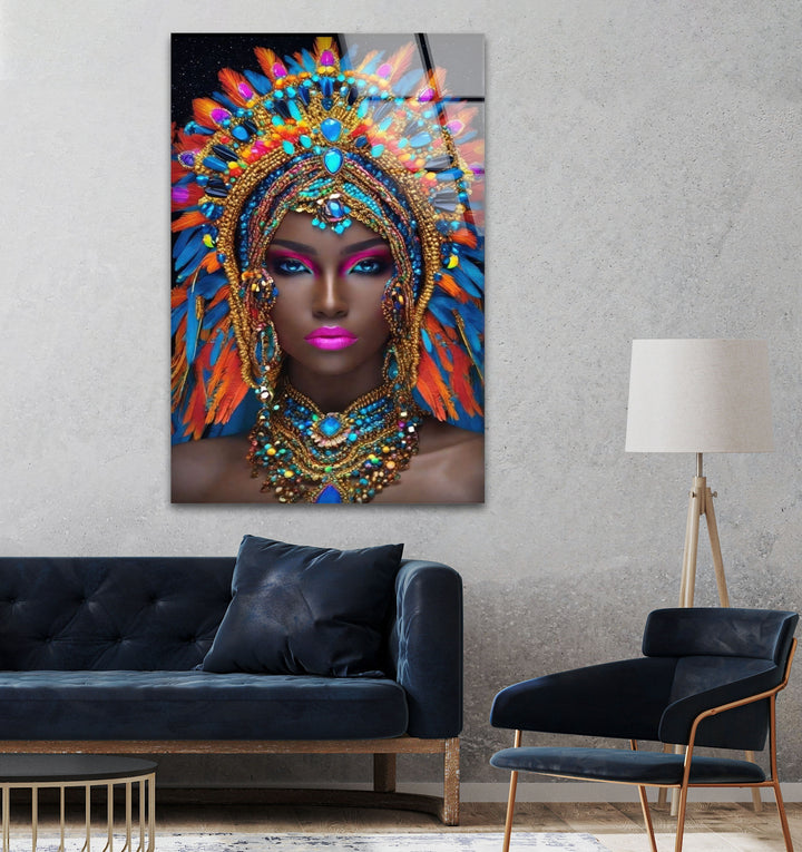 Colorful African Portrait Glass Wall Art