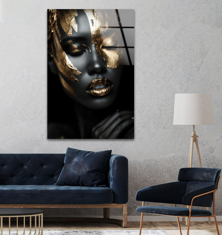 Black Woman Glass Wall Art