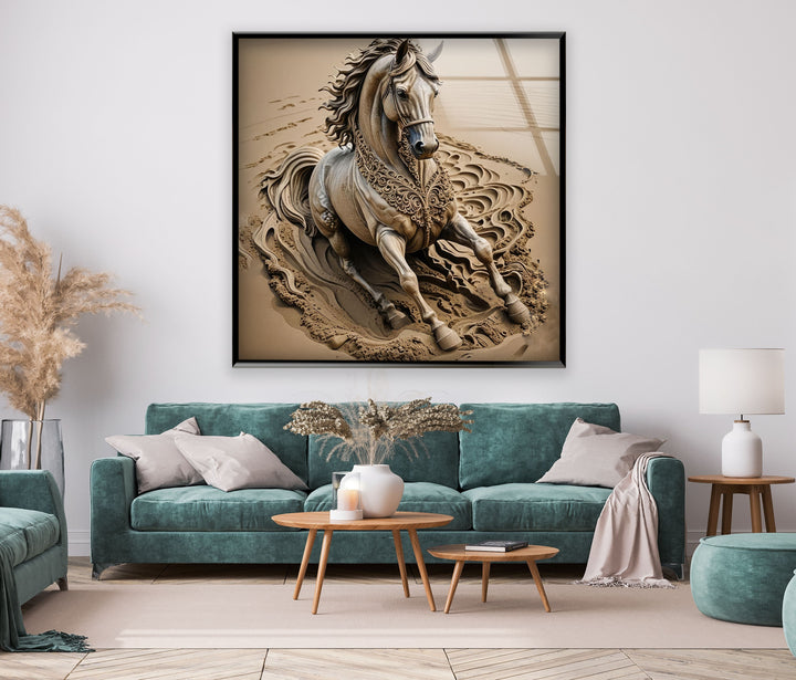 Desert Horse Glass Wall Art custom glass photo prints, large glass prints
