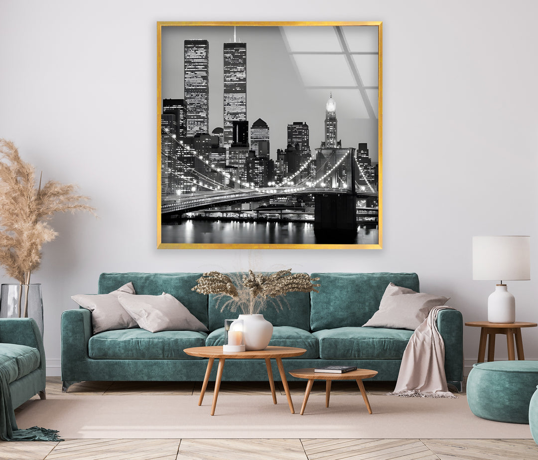 Brooklyn Bridge & Manhattan Skyline – Black & White Cityscape Wall Art