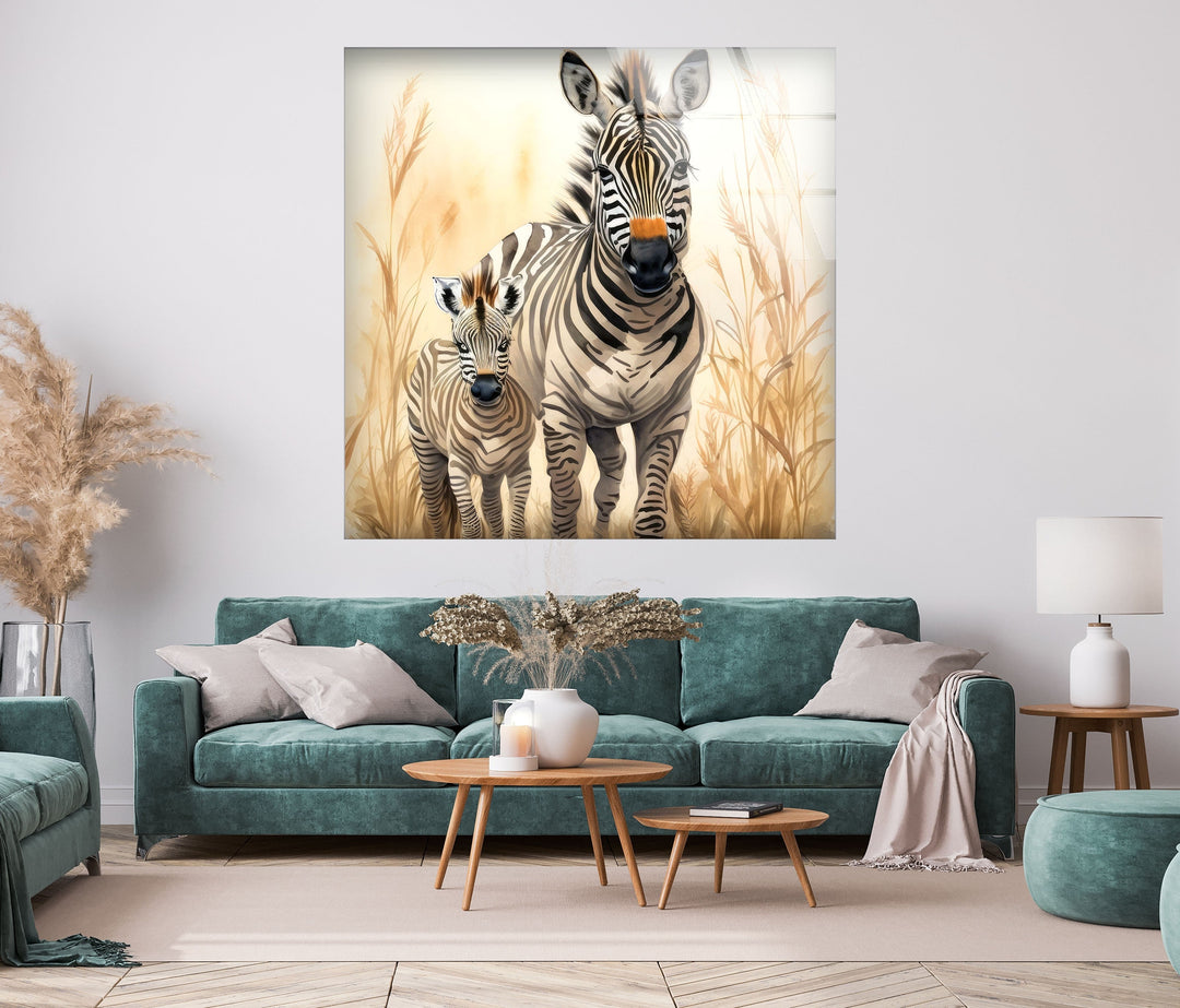 Zebra Family Glass Wall Art glass pictures for Wall, glass prints wall art
