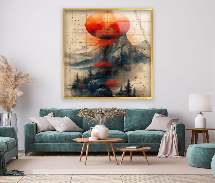 Blood Moon & Mountain Glass Wall Art glass photo prints, glass picture prints