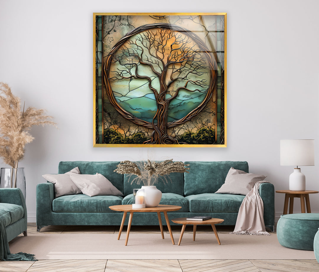 Life Of Tree Vintage Picture Glass Wall Art Glass Printing Wall Art, Print photos on glass