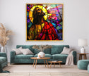 Colorful Portrait Of Jesus Glass Photos for Wall Decor