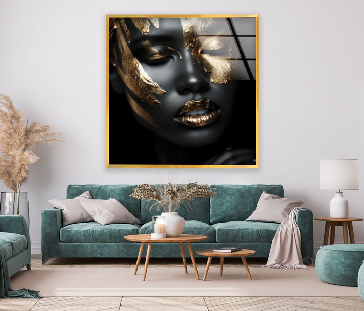 Black Woman Glass Wall Art