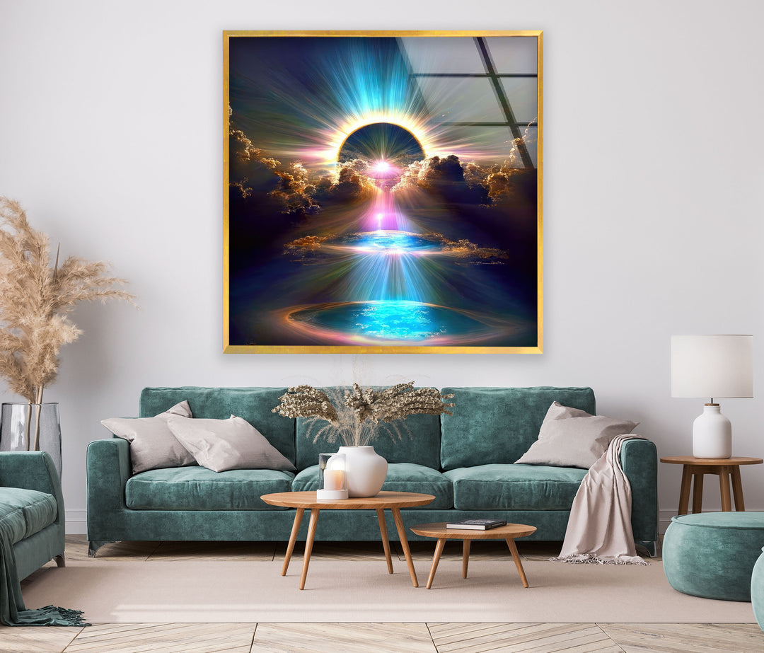 Fantasy Sky Glass Wall Art, glass art painting, glass art for the Wall