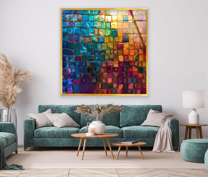 Colorful Mosaic Design Glass Wall Art glass art painting, glass art for the Wall