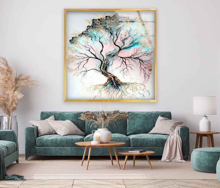 Life of Tree White Glass Wall Art glass image printing, glass prints from photos