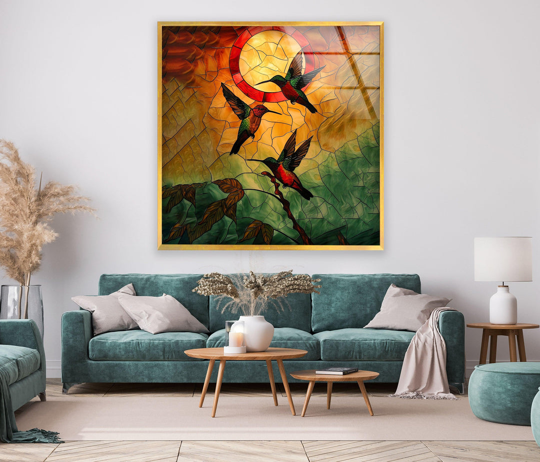 Stained Hummingbirds Wall Art glass photo prints, glass picture prints