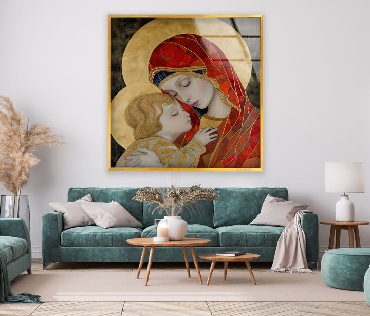 Lady and Jesus Glass Picture Prints | Modern Wall Art