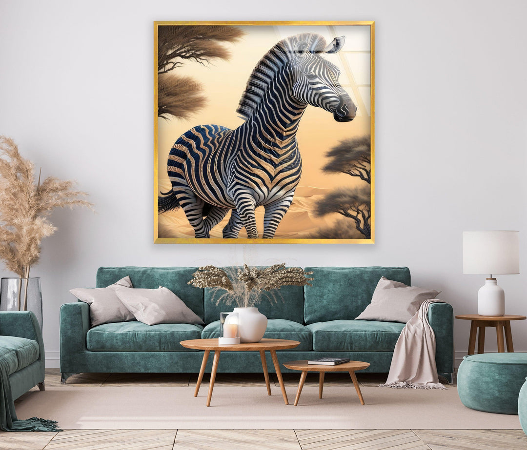 Zebra in The Desert Glass Wall Art custom glass photo prints, large glass prints