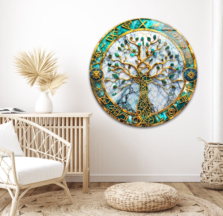 Emerald Design Tree Glass Wall Art Glass Printing Wall Art, Print photos on glass
