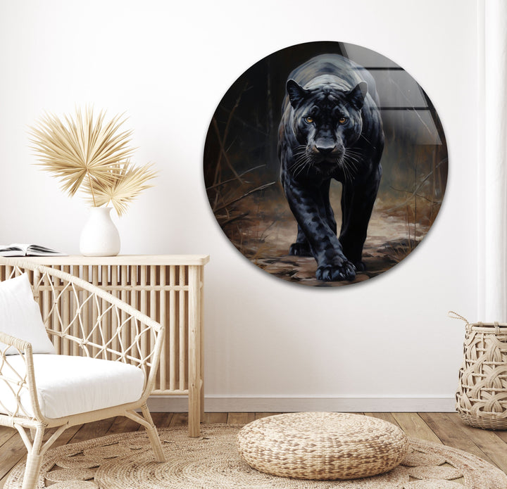 Black Puma Glass Wall Art photo print on glass, prints on glass wall art
