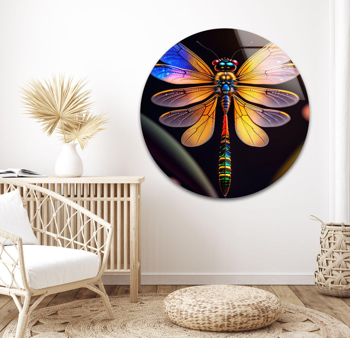 Vivid Colored Dragonfly Glass Wall Art glass image printing, glass prints from photos
