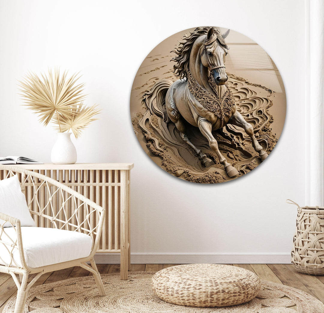 Desert Horse Glass Wall Art large glass photo prints, glass wall photos
