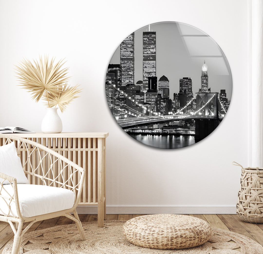 Brooklyn Bridge & Manhattan Skyline – Black & White Cityscape Wall Art