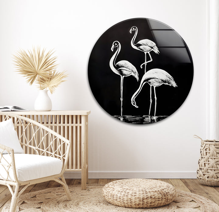 Elegant Flamingos – Black & White Minimalist Wall Art