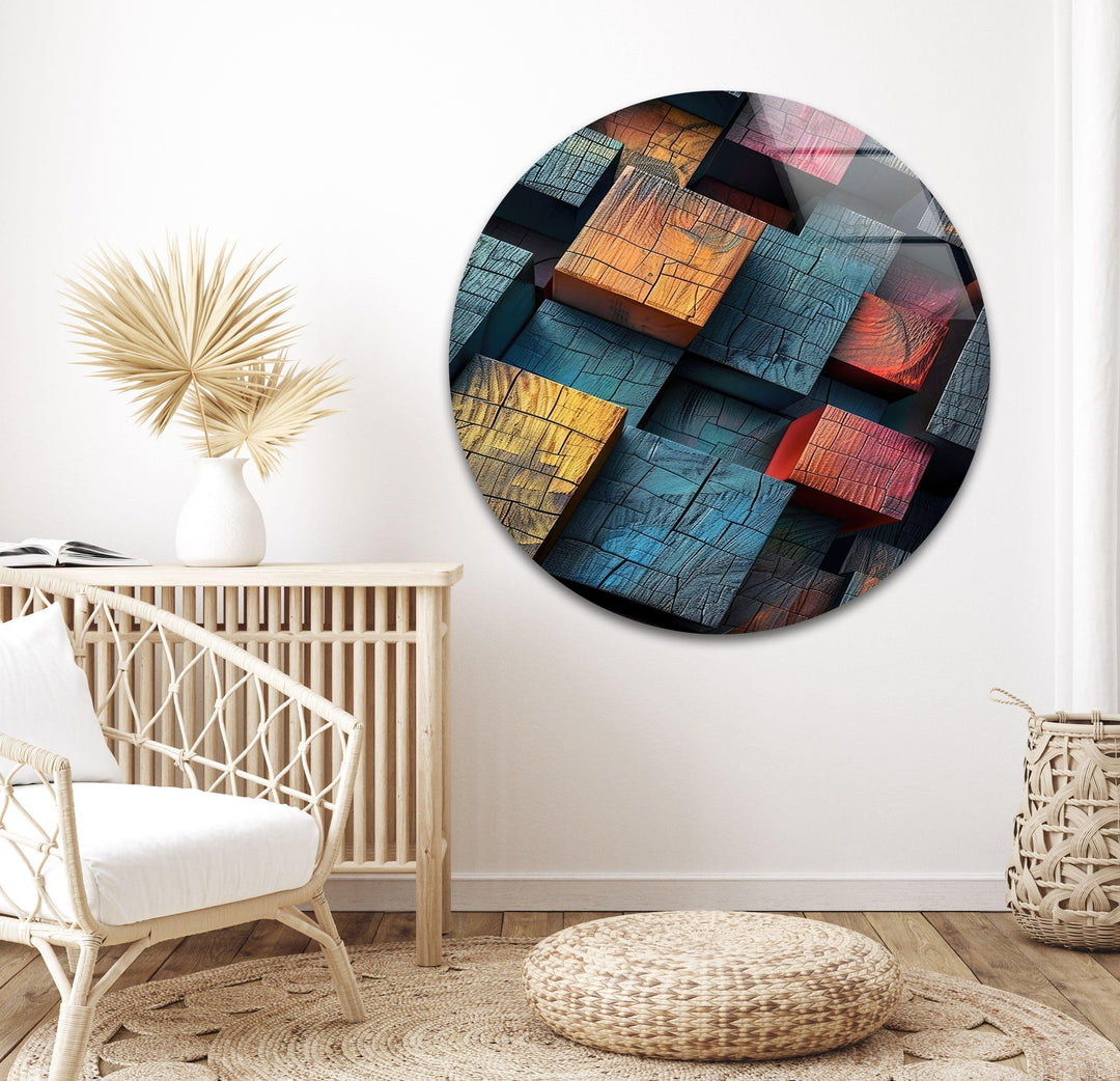 Colored Wood Cubes Glass Wall Art art glass wall art, glass wall art pictures
