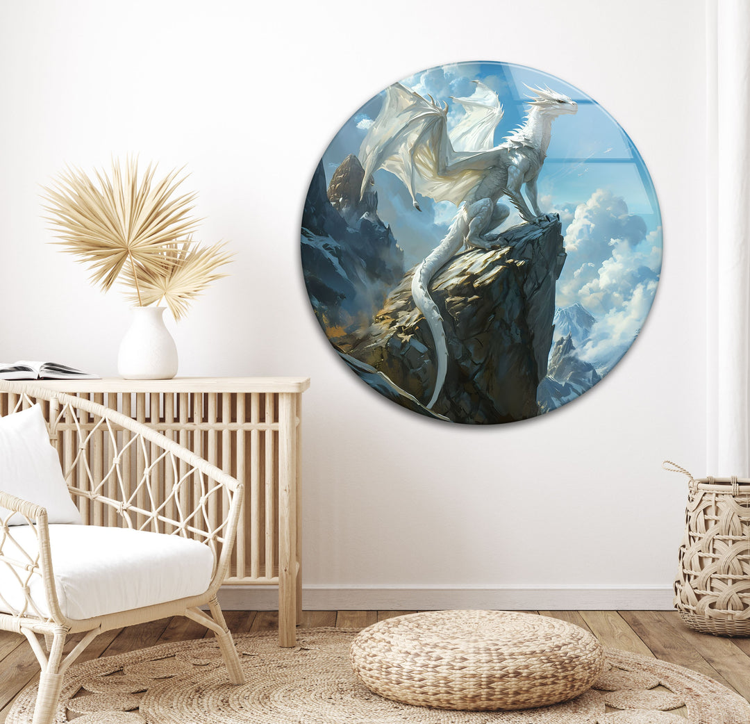 Transform your walls with the grandeur of a Celestial White Dragon, soaring majestically over mountain peaks.
