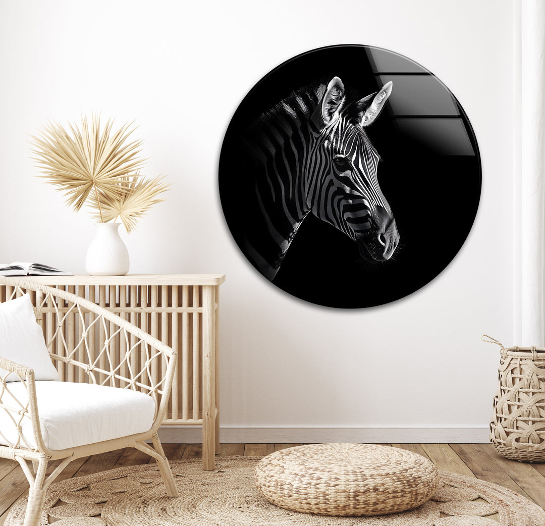 Wild Zebra: Stunning Black and White Art on Glass Wall
