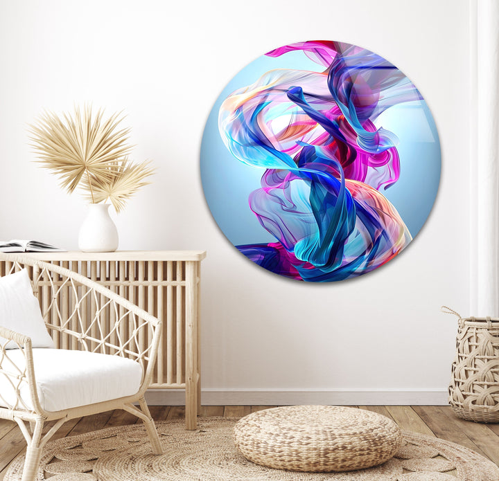 Colored Pink and Blue Fractal Glass Wall Art custom glass pictures, glass art prints
